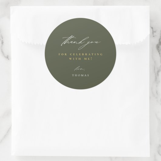 Sticker Rond Merci moderne Script vert (Sac)