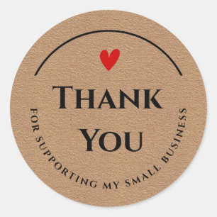 Sticker Rond Merci moderne sur papier Kraft