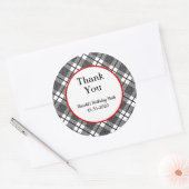 Sticker Rond Merci modifiable du Motif plaqué noir et blanc (Enveloppe)