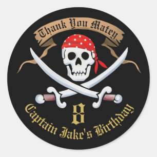 Sticker Rond Merci modifiable Favor Jolly roger Pirate