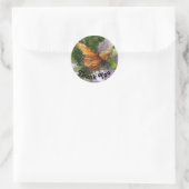 Sticker Rond Merci Monarque Papillon photo tuile florale (Sac)