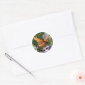 Sticker Rond Merci Monarque Papillon photo tuile florale (Enveloppe)