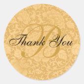 Sticker Rond Merci Monogramme Brocade Or (Devant)