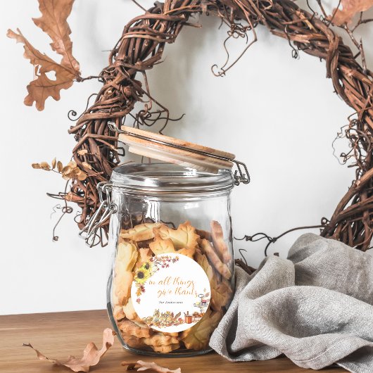 Sticker Rond Merci. | Monogramme d'action de grâces aquarelle