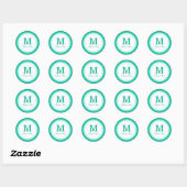 Sticker Rond Merci Monogramme Emerald Scalloped (Feuille)