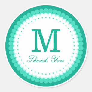 Sticker Rond Merci Monogramme Emerald Scalloped