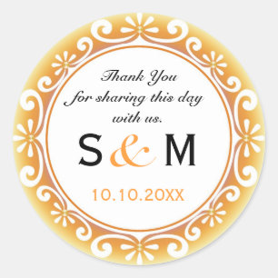 Sticker Rond Merci Monogramme Mariage Favoriser Étiquettes-Fils