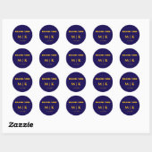 Sticker Rond Merci Monogrammes Mariage or jaune bleu (Feuille)