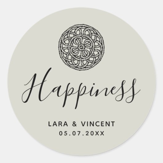 Sticker Rond Merci motif de style celtique tressé (Devant)