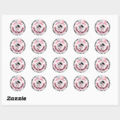 Sticker Rond Merci Motif de vache rose noire (Feuille)