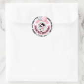 Sticker Rond Merci Motif de vache rose noire (Sac)