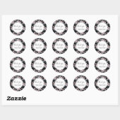 Sticker Rond Merci Motif rose et gris en aquarelle (Feuille)