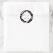 Sticker Rond Merci Motif rose et gris en aquarelle (Sac)