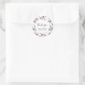 Sticker Rond Merci Motif rose et gris en aquarelle (Sac)