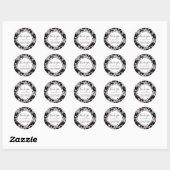 Sticker Rond Merci Motif rose et gris en aquarelle (Feuille)