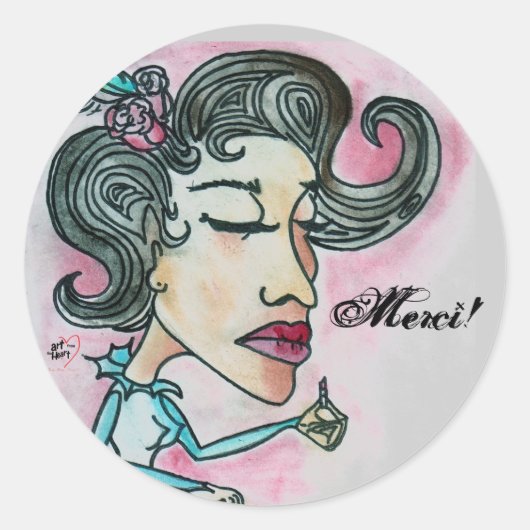 Sticker Rond Merci ! N° 6 Sticker_Lady (Devant)