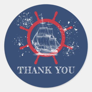 Sticker Rond Merci nautique Favor Bleu
