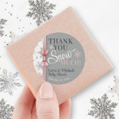 Sticker Rond Merci NEIGE beaucoup bébé fille rose Flocon de nei