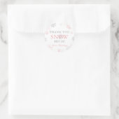 Sticker Rond Merci Neige beaucoup hiver Onederland rose Argent (Sac)