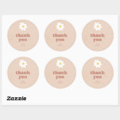 Sticker Rond Merci Neutral Retro Daisies Baby shower (Feuille)