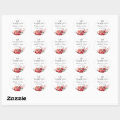 Sticker Rond Merci Nikah Mariage musulman Rouge Floral (Feuille)