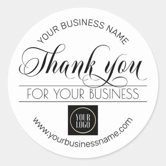 Sticker Rond Merci noir blanc | ajouter LOGO (Devant)