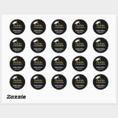 Sticker Rond Merci noir blanc et or Script Graduation (Feuille)