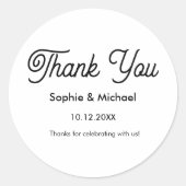 Sticker Rond Merci noir blanc mariage (Devant)