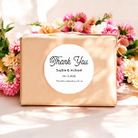 Sticker Rond Merci noir blanc mariage<br><div class="desc">Sticker en Merci mariage en noir et blanc. Veuillez consulter notre collection de magasins ci-dessous pour les articles correspondants.</div>