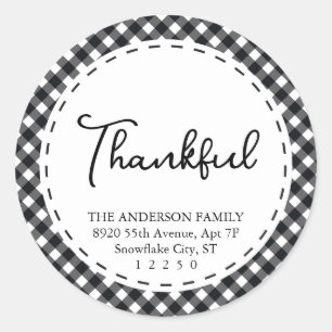 Sticker Rond Merci Noir & Blanc moderne Simple Thankgiving