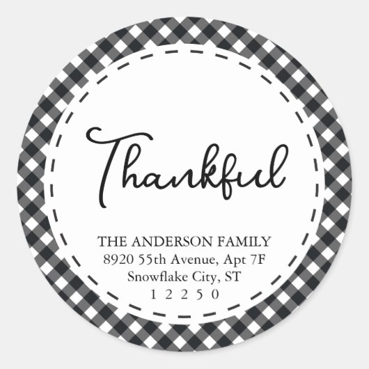 Sticker Rond Merci |Noir & Blanc moderne Simple Thankgiving (Devant)