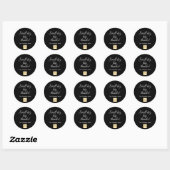 Sticker Rond Merci noir blanc script logo d'entreprise (Feuille)