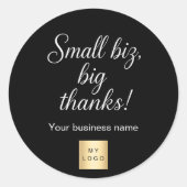 Sticker Rond Merci noir blanc script logo d'entreprise (Devant)
