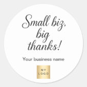 Sticker Rond Merci noir blanc script logo d'entreprise (Devant)