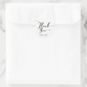 Sticker Rond Merci noir blanc Script personnalisé mariage Favor (Sac)