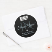 Sticker Rond Merci noir bleu clair Rhinestone Glam Élégant (Enveloppe)