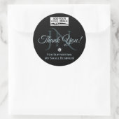 Sticker Rond Merci noir bleu clair Rhinestone Glam Élégant (Sac)