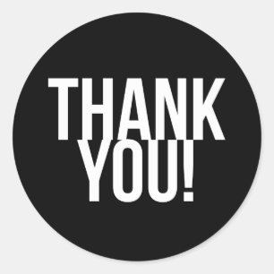 Sticker Rond Merci noir et blanc simple