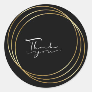 Sticker Rond Merci noir et or