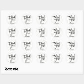 Sticker Rond MERCI Noir moderne Script mariage Faveur (Feuille)