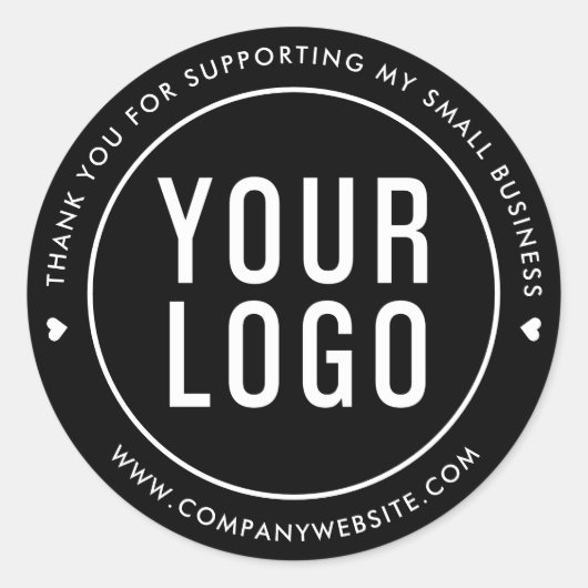Sticker Rond Merci noir pour soutenir ma petite entreprise (Devant)