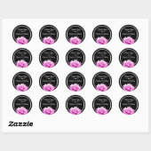 Sticker Rond Merci noir rose rose rose Mariage phoques (Feuille)