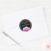 Sticker Rond Merci noir rose rose rose Mariage phoques (Enveloppe)