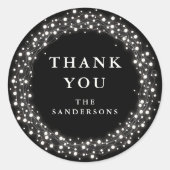 Sticker Rond Merci noir scintillant Noël (Devant)