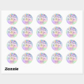 Sticker Rond Merci Nom 16 anniversaire girly licorn holographe (Feuille)