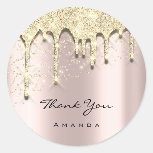 Sticker Rond Merci Nom 16e Baby shower Parties scintillant 3D R (Devant)