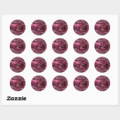Sticker Rond Merci Nom 16e Marbre Rose Marsala nuptiale (Feuille)