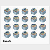 Sticker Rond Merci Nom 16e Mariage nuptiale Smoky Blue Navy (Feuille)