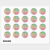 Sticker Rond Merci Nom 16e Parties scintillant de Rose nuptiale (Feuille)