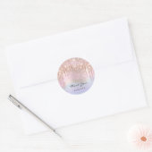 Sticker Rond Merci Nom 16e Parties scintillant de Rose nuptiale (Enveloppe)